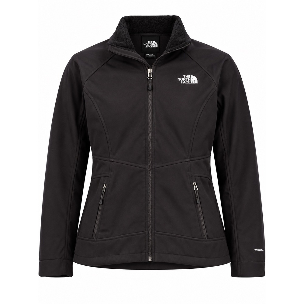 The North Face WindWall Softshell Jacket Womens Medium Black Fleece Lined Hooded
